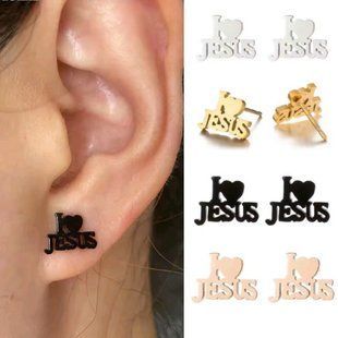 Сережки: I love Jesus 99332-2 фото